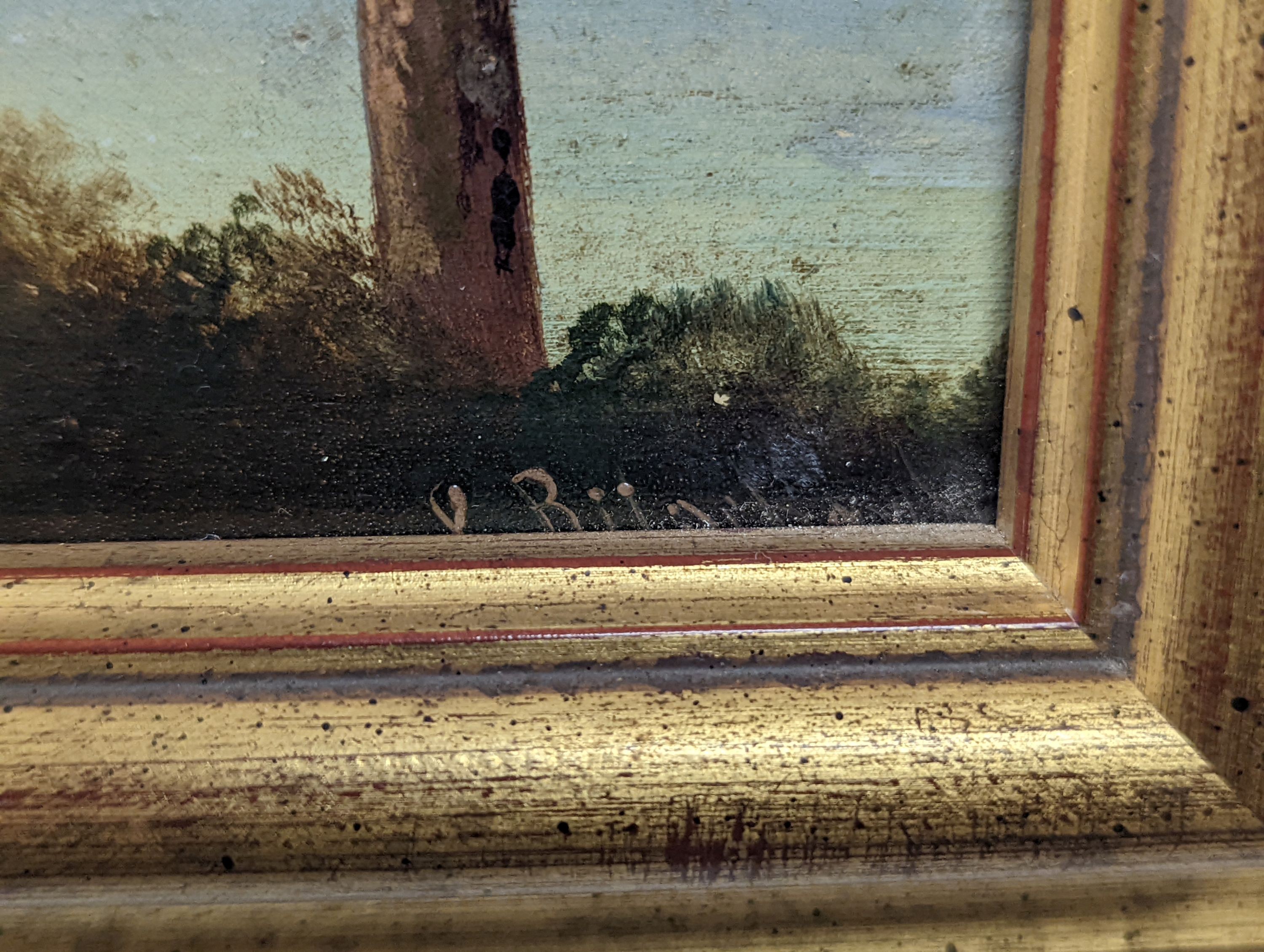 Italian School, Oil on board, Lake scene, c.1900, indistinctly signed, 15 x 21cm